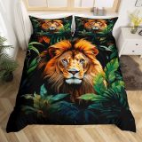 Jungle Lion Print Bed Set