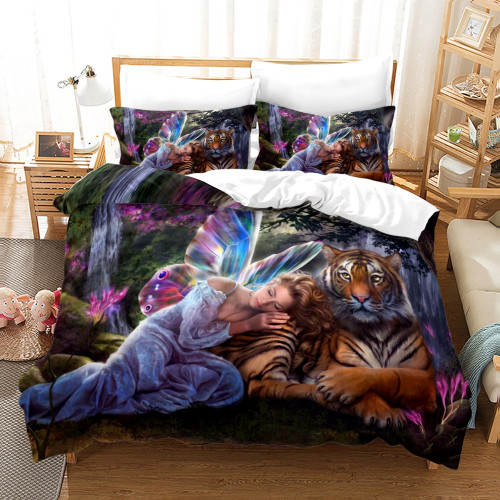Tiger And Girl Bed Set