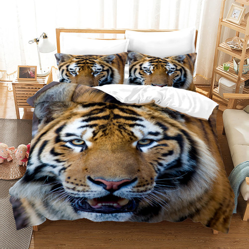 3D Tiger Face Bed Set