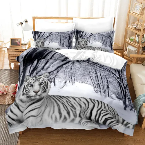 Winter White Tiger Bed Set