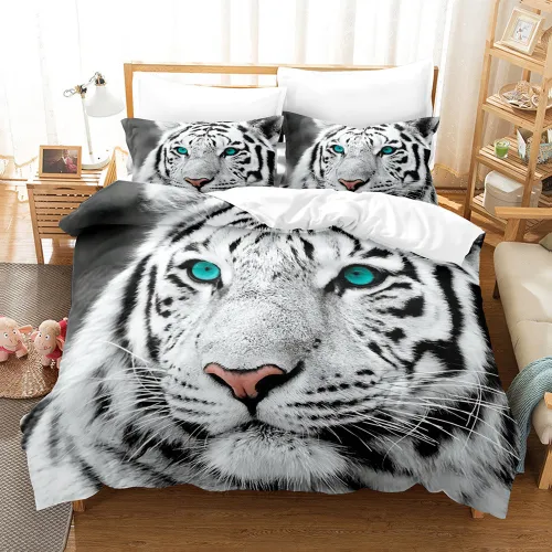 White Tiger Head Bed Set