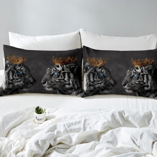 Queen And King Crown Tiger Bed Set