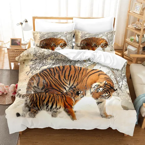 Tiger Mom And Son Bed Set