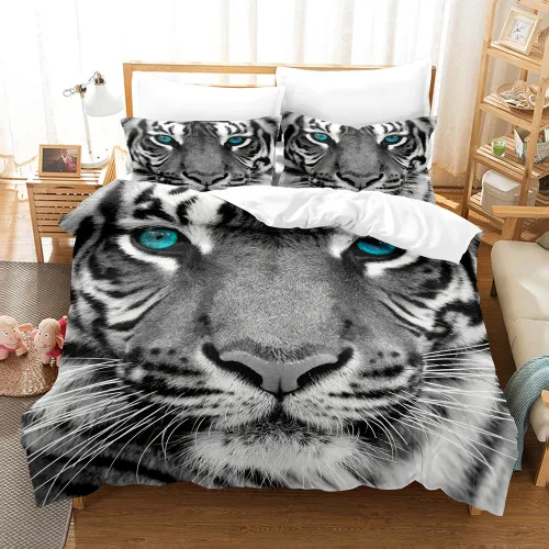 3D Tiger Face Bed Set