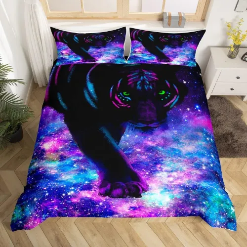 Purple Galaxy Tiger Bed Set
