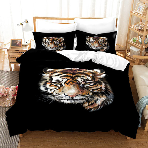Black Tiger Head Bed Set