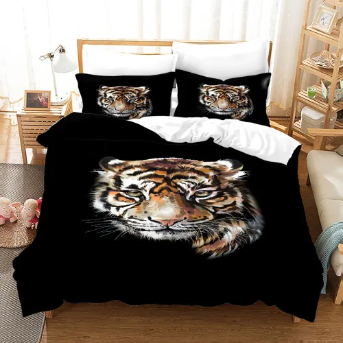 Black Tiger Head Bed Set