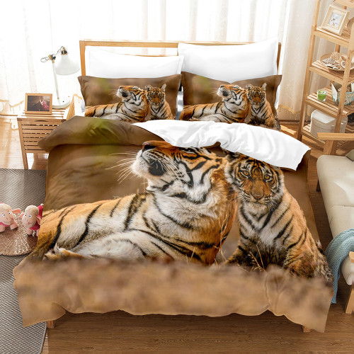 Mom And Girl Tiger Bed Set