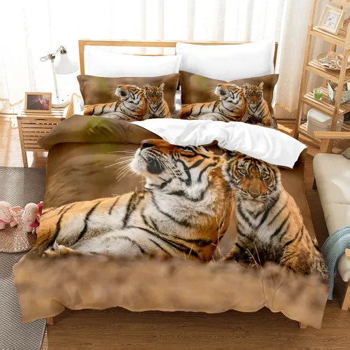 Mom And Girl Tiger Bed Set