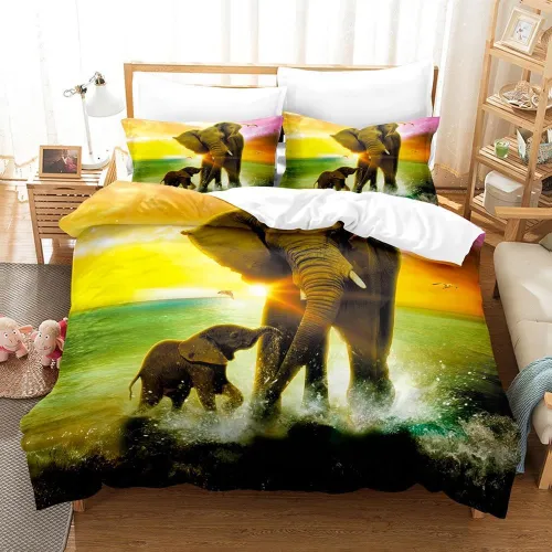Elephant Mom And Son Bed Set