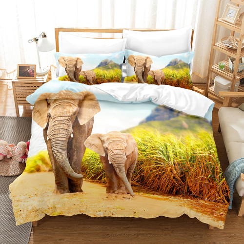 Elephant Mom And Son Bed Set