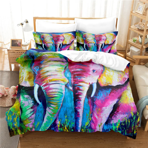 Colorful Elephants Bed Set