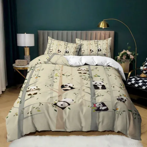 Cute Panda Print Bed Set
