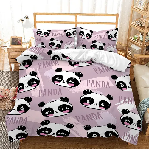 Cute Panda Head Bed Set