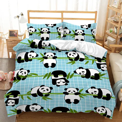 Panda Playing Bamboos Bed Set