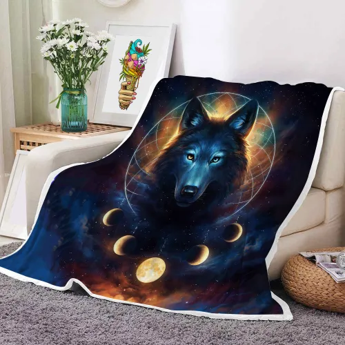 Galaxy Wolf Blanket