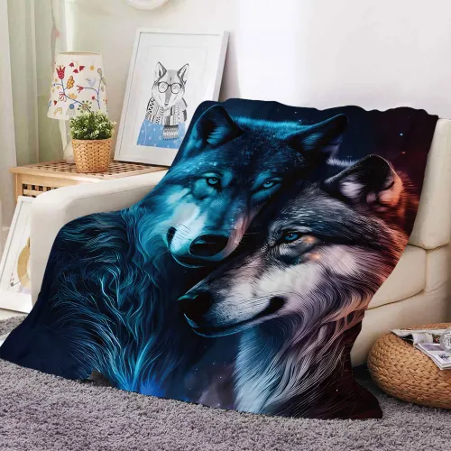 Couples Wolf Plush Blanket