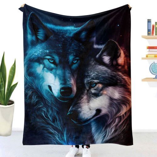Couples Wolf Plush Blanket