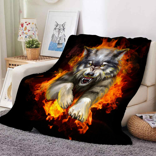 Flame Wolf Blanket