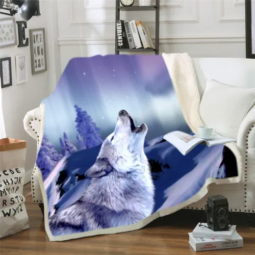Wolf Howl Plush Blanket