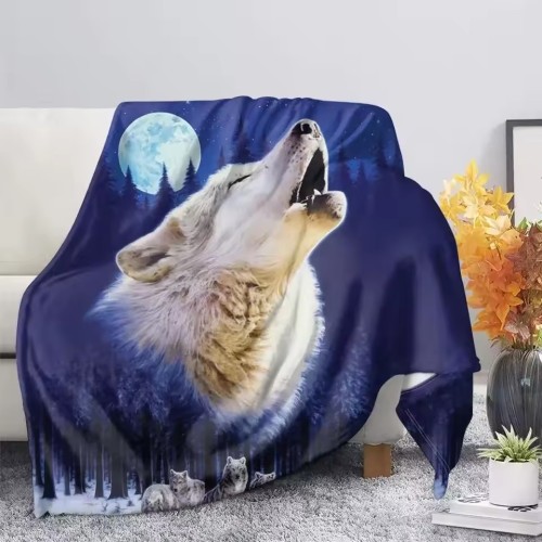 Howling Wolf Moon Blanket