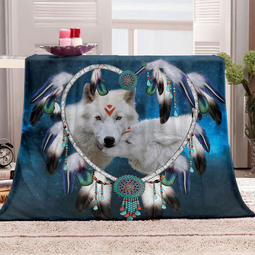 Native Dreamcatcher Wolf Blanket