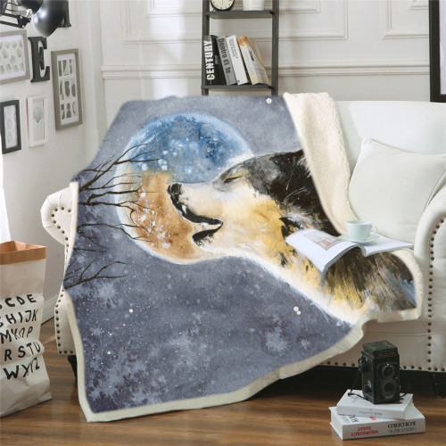 Howling Wolf Moon Blanket