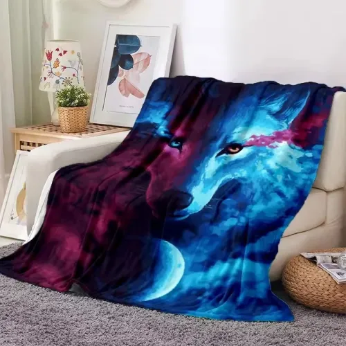 Galaxy Wolf Plush Blanket