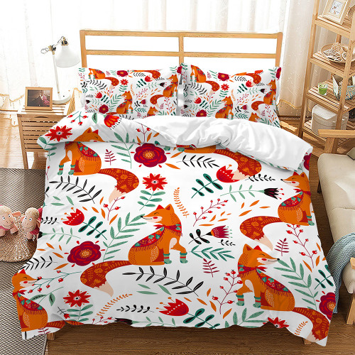 Cartoon Foxes Bed Set