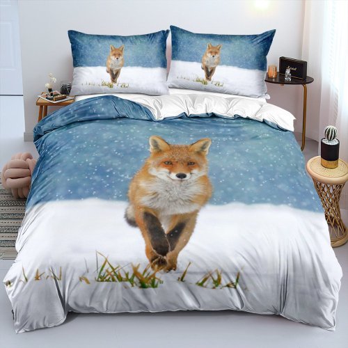 Red Fox Print Bed Set