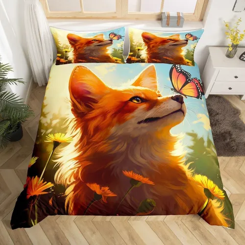 Butterfly Fox Print Bed Set