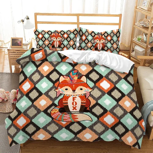 Kawaii Cartoon Fox Bed Set