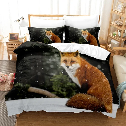 Animal Fox Print Bed Set