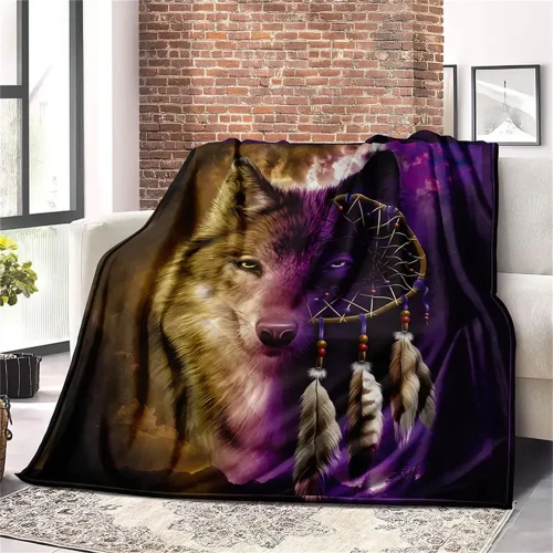 Dreamcatcher Wolf Plush Blanket