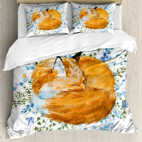Watercolor Blossoms Fox Bed Set