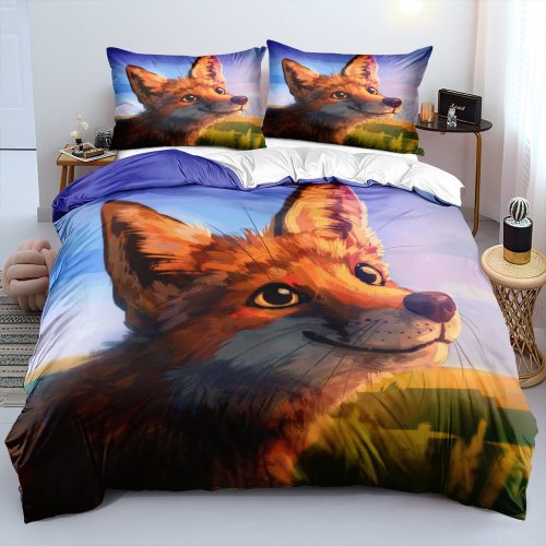 Teens Fox Print Bed Set