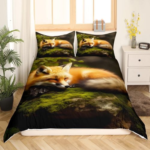 Sleeping Fox Print Bed Set