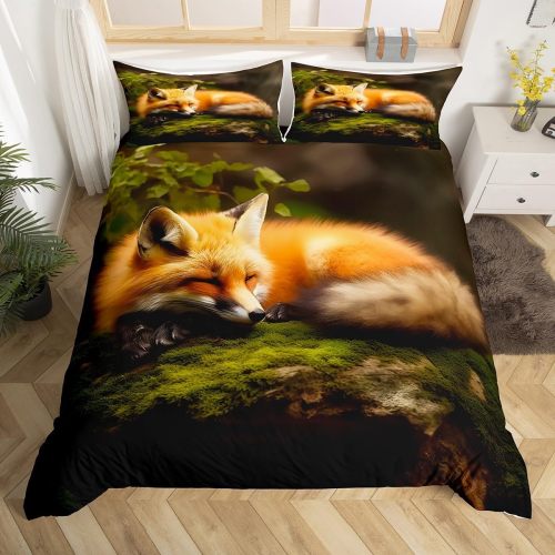 Sleeping Fox Print Bed Set