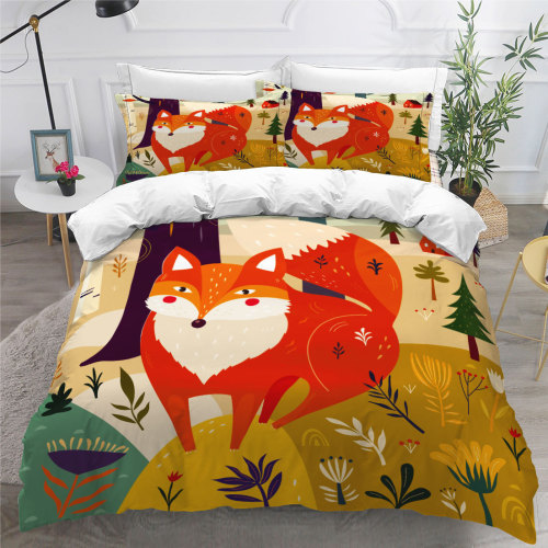 Kids Cartoon Fox Bed Set