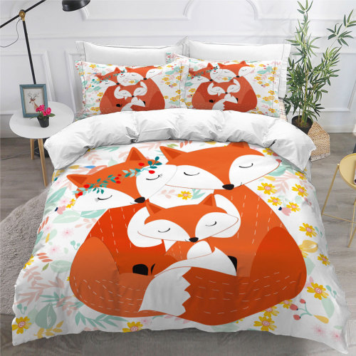 Cartoon Fox Family Bed Set
