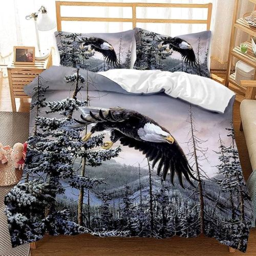 Bald Eagle Flying In The Forest Bed Set