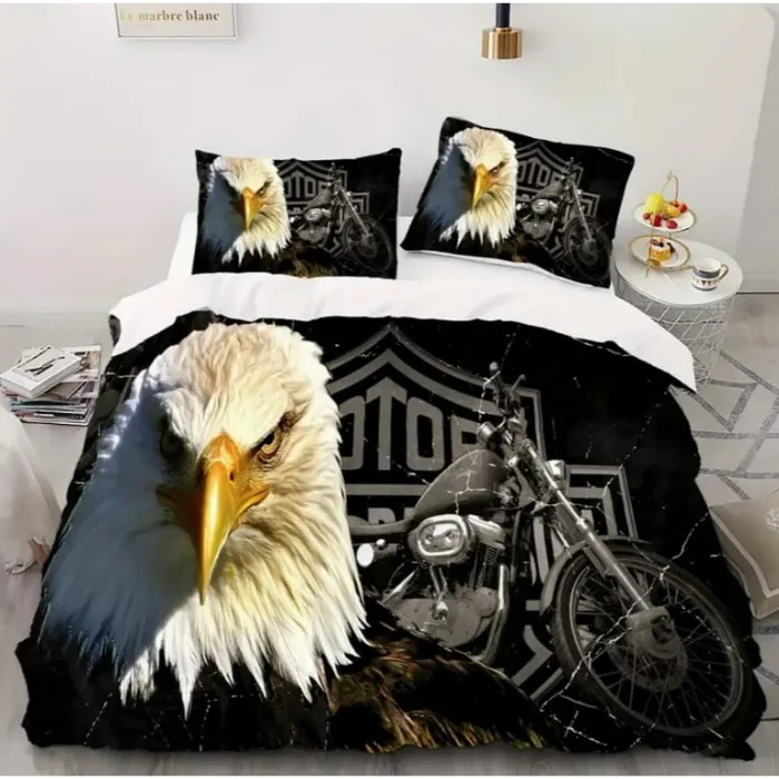 Bald Eagle Motorbike Bed Set