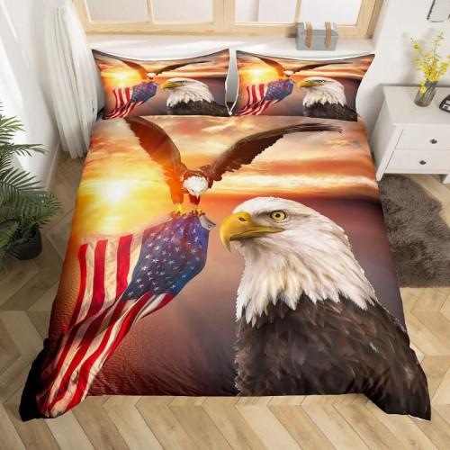 Bald Eagle Flag Bed Set