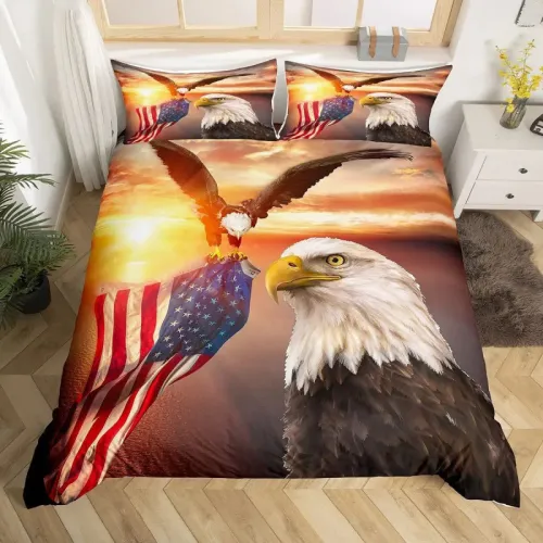 Bald Eagle Flag Bed Set