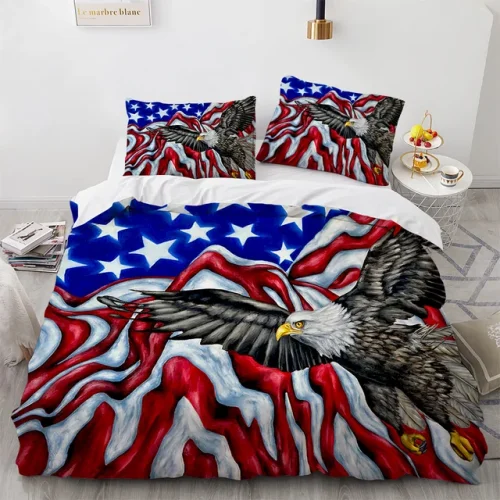 Bald Eagle American Flag Bed Set