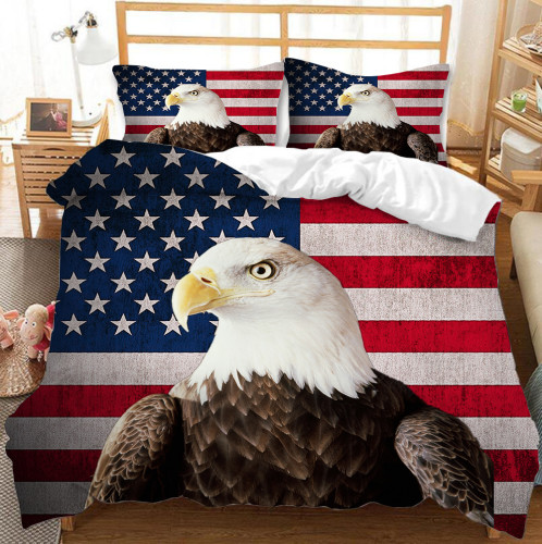 Bald Eagle American Flag Bed Set