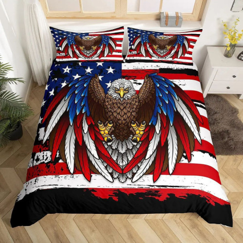 Bald Eagle With Flag Bedding Set