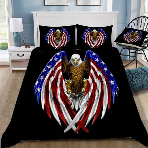 Bald Eagle With Flag Bedding Set