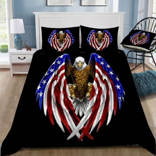 Bald Eagle With Flag Bedding Set