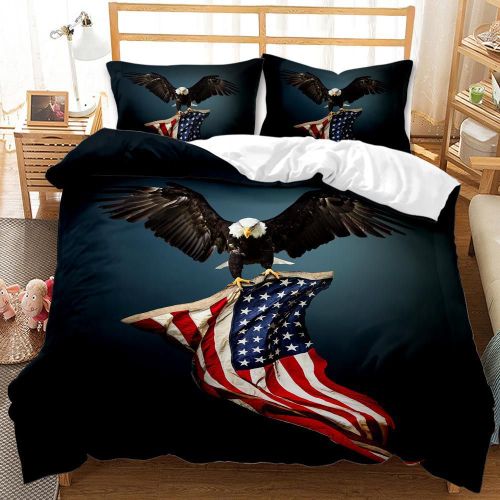 Bald Eagle Flag Printed Bed Set